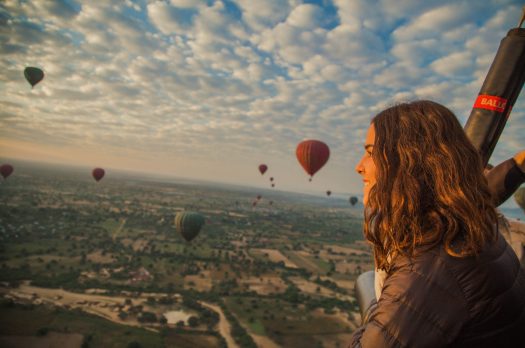 Hot air balloon in Bagan.